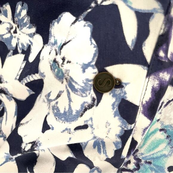 SOFT SURROUNDINGS Shapely Anywhere Dress 28045 Blue Floral Surplice Size Medium - Picture 3 of 8